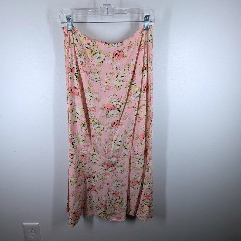 Emma James Pink Floral Midi Skirt Women's Size 10 A Line Lightweight Flowy - Picture 2 of 6